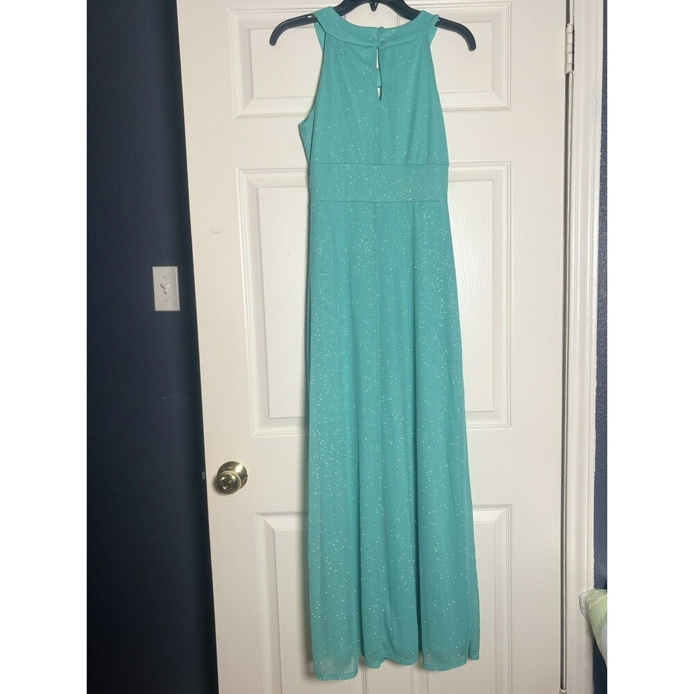 Sweet Storm Mint Green Glitter Maxi Dress Prom Formal Party Sleeveless SZ Large - Picture 7 of 16